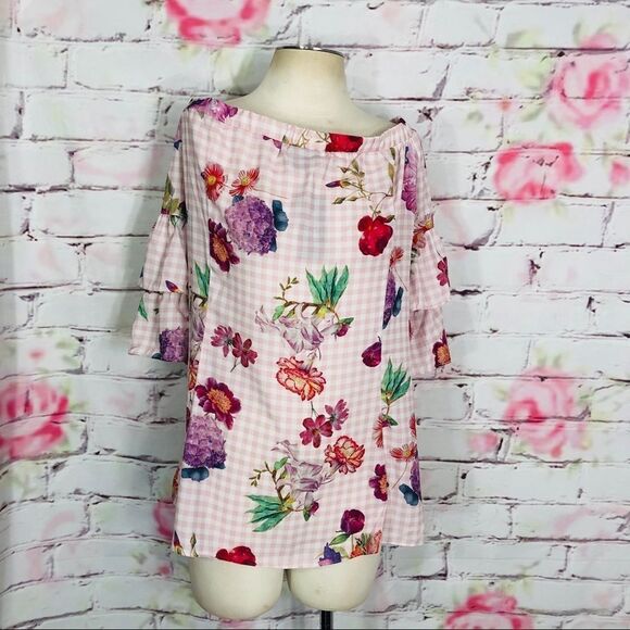 🔥5 for $25🔥 City chic spring blooms pink gingham floral blouse - Picture 4 of 11